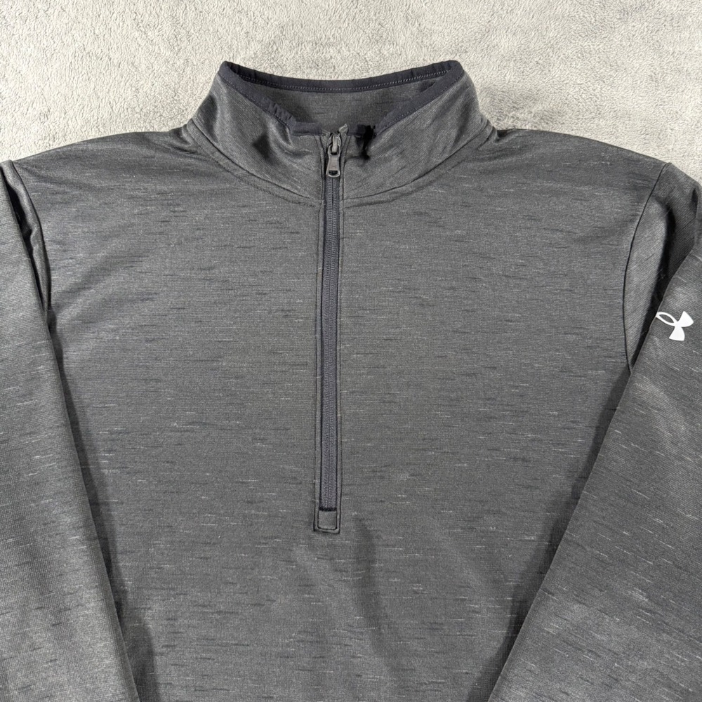 Under Armour Drive Pullover Mens Large Grey Excellent Quarter Zip Fleece Lined